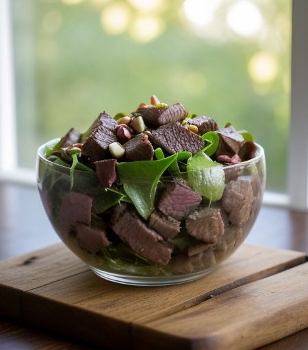 Hot Beef & Hazelnut Salad recipe image