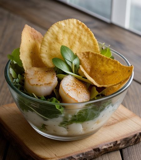 Hot Scallop Salad With Potato Chips recipe image