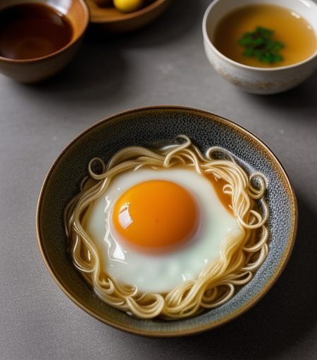 Hot & Sour Eggs in a Noodle Nest recipe image