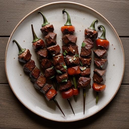 Hot & Sweet Pepper Beef Kabobs recipe image