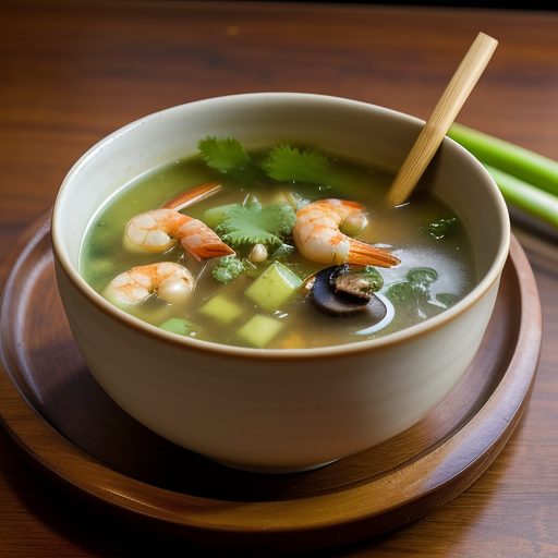 Hot and Sour Soup With Chayote, Shrimp, and M recipe image