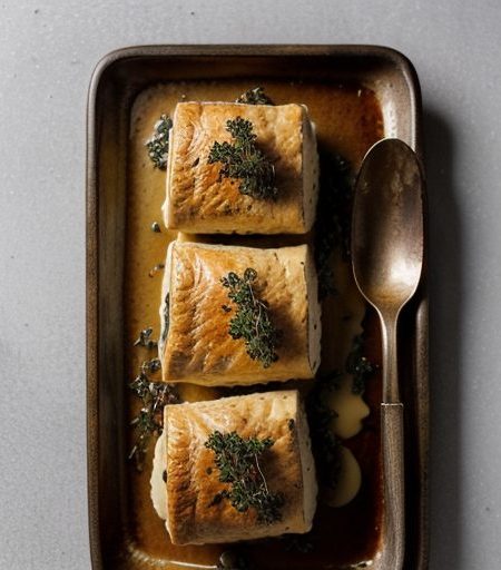 Individual Beef Wellingtons With Mushroom Sauce recipe image