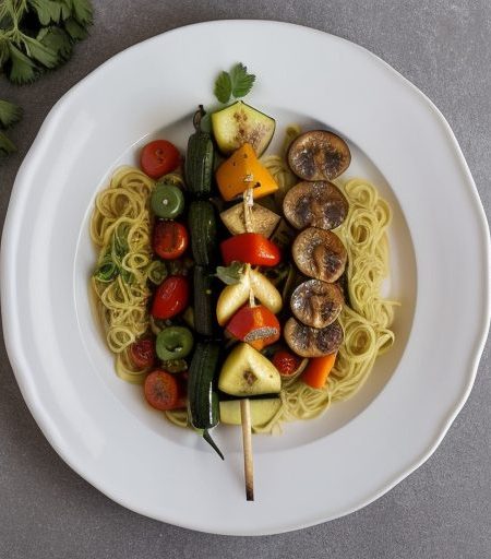 Italian Brochettes With Angel Hair Pasta recipe image