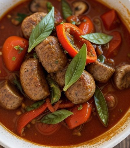 Italian Sausage and Peppers in Tomato Sauce recipe image