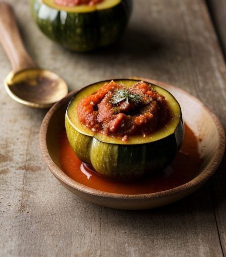 Italian Stuffed Zucchini With Tomato Sauce recipe image