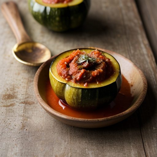 Italian Stuffed Zucchini With Tomato Sauce recipe image