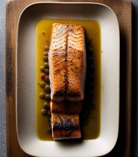 James Barber's Pan Roasted Salmon W/Sweet Pep recipe image
