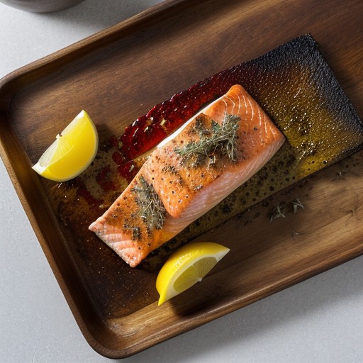 James Barber's Pan Roasted Salmon W/Sweet Peppers and Gar recipe image