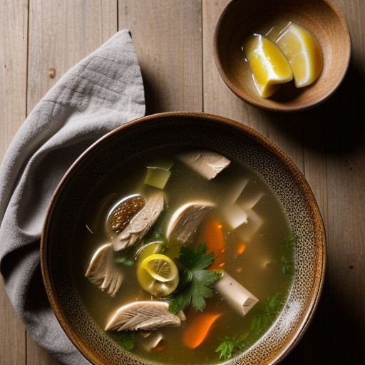 Kai Tom Khing (Chicken Soup With Lemon & Gi recipe image