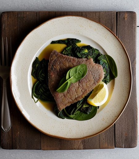 Kangaroo Escalopes With Spinach & Anchovy B recipe image