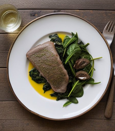 Kangaroo Escalopes With Spinach and Anchovy Butter recipe image
