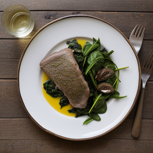 Kangaroo Escalopes With Spinach and Anchovy Butter recipe image