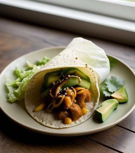 Kim Chee Poke in a Rice Paper Taco With Avoca recipe image