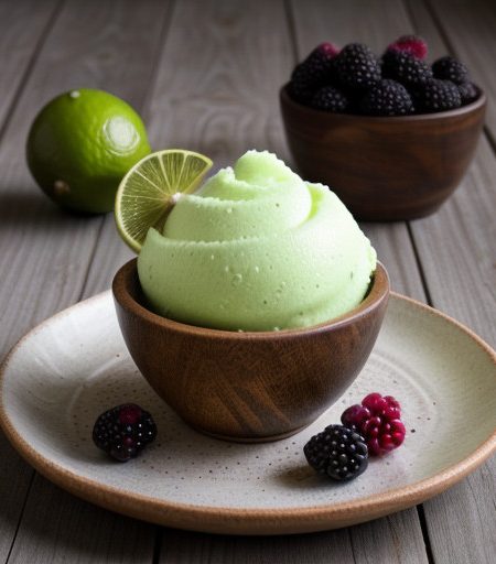 Kiwi-Lime Sorbet With Whole Blackberries recipe image