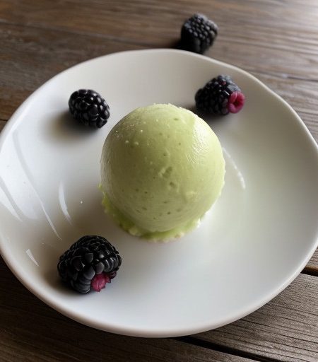 Kiwi-Lime Sorbet With Whole Blackberries recipe image