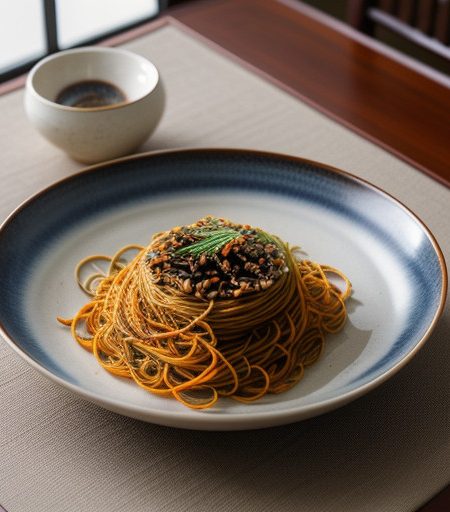 Korean Bean Thread Sesame Noodles With Vegetables recipe image