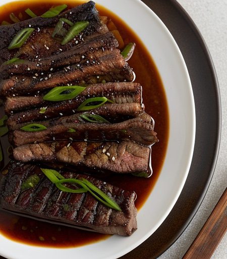 Korean-Style Grilled Beef Short Ribs and Scallions recipe image