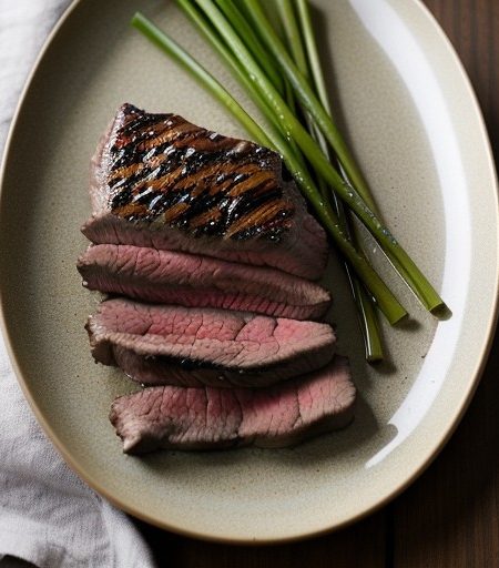 Korean-Style Marinated Skirt Steak With Grilled Scallions recipe image
