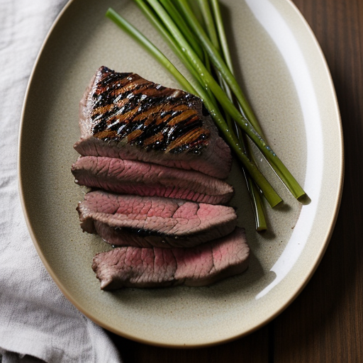 Korean-Style Marinated Skirt Steak With Grilled Scallions recipe image