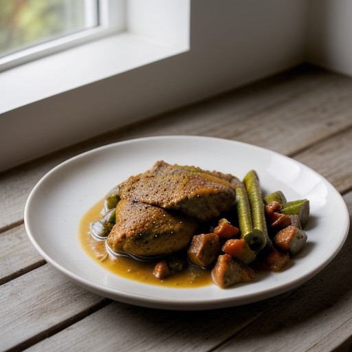 Kottopoula Me Mpamiez (Chicken With Okra recipe image