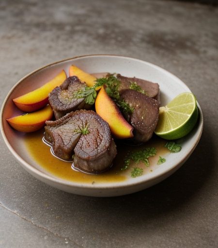Lamb Chops & Peaches With Lime Sauce recipe image