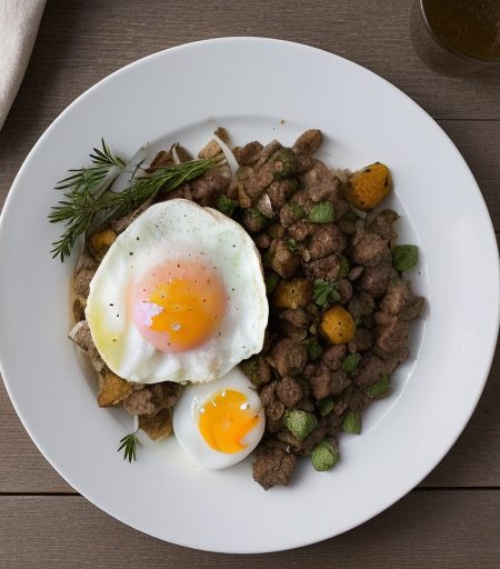 Lamb Hash & Poached Eggs recipe image