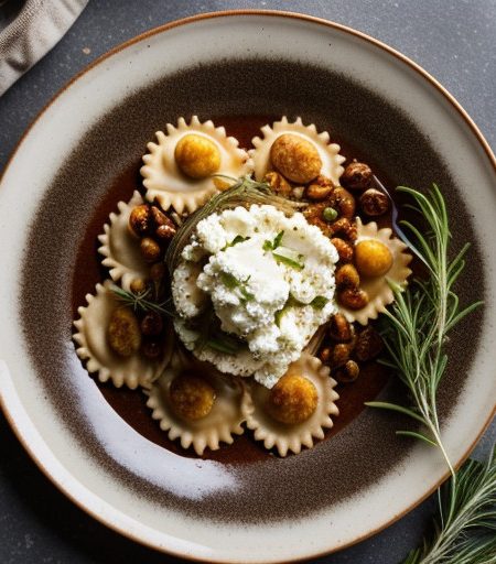 Lamb Spirals With Goat Cheese Ravioli recipe image