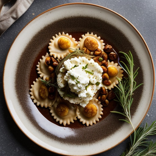 Lamb Spirals With Goat Cheese Ravioli recipe image