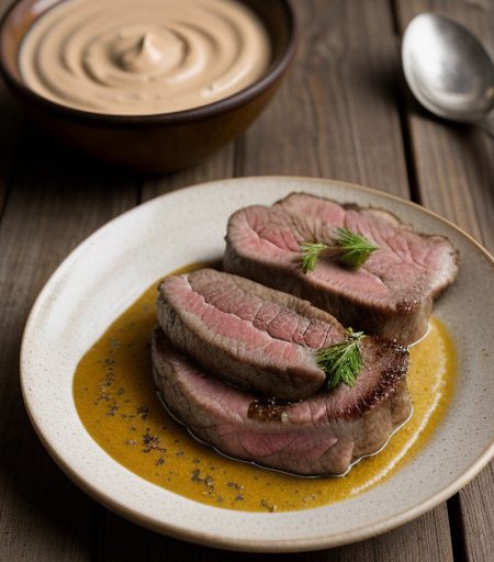 Lamb Steaks With Mushrooms and Pimento Sauce recipe image