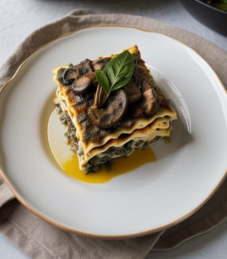 Lasagna With Spinach~ Wild Mushrooms & Thre recipe image
