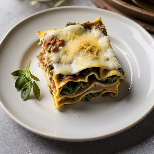 Lasagna With Spinach, Wild Mushrooms and Three Cheeses recipe image