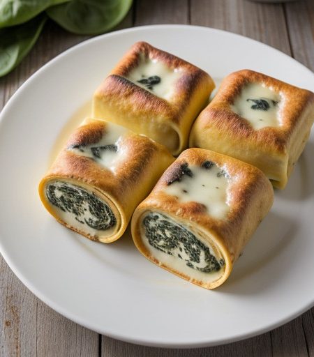 Lasagne Rolls With Spinach Sauce recipe image