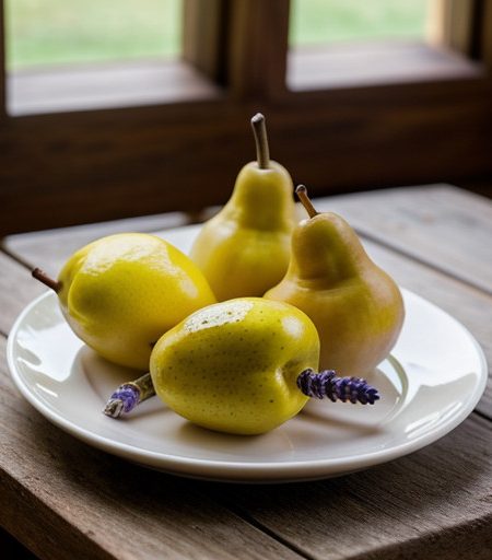 Lavender-Pepper Pears (Hh recipe image
