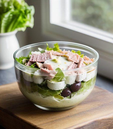 Layered Chef's Salad With Tuna Mayonnaise Dressing recipe image