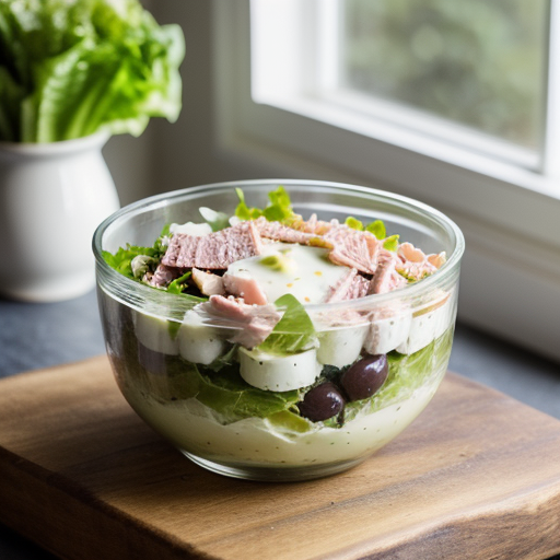 Layered Chef's Salad With Tuna Mayonnaise Dressing recipe image