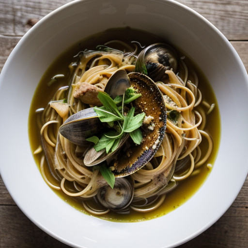 Leek Arugula & Clam Sauce Over Spaghettini recipe image