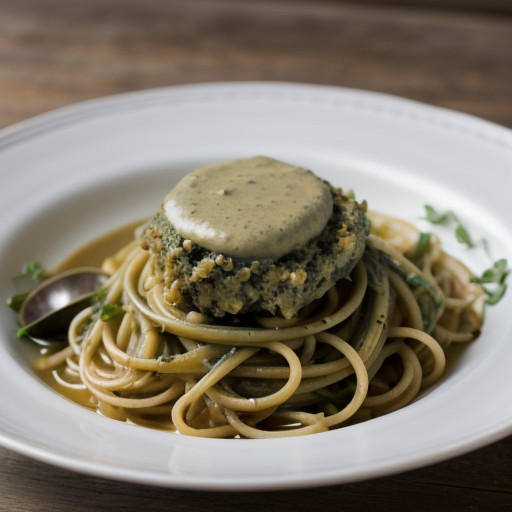 Leek, Arugula and Clam Sauce Over Spaghettini recipe image
