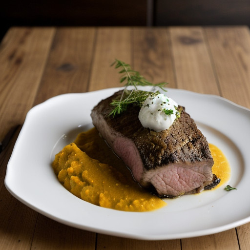 Leg of Lamb W/ Rice & Onion Puree recipe image
