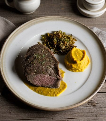 Leg of Lamb W/ Rice and Onion Puree recipe image