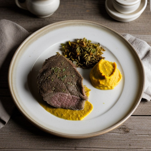 Leg of Lamb W/ Rice and Onion Puree recipe image