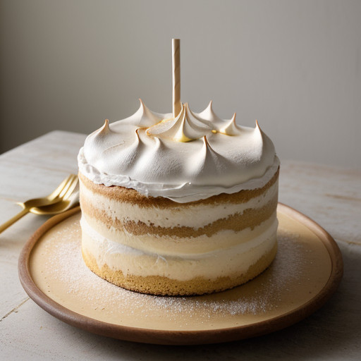 Lemon Meringue Cake W/Straw. recipe image