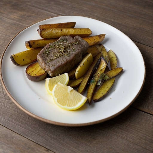 Lemon Pepper Steak & Potato Wedges recipe image