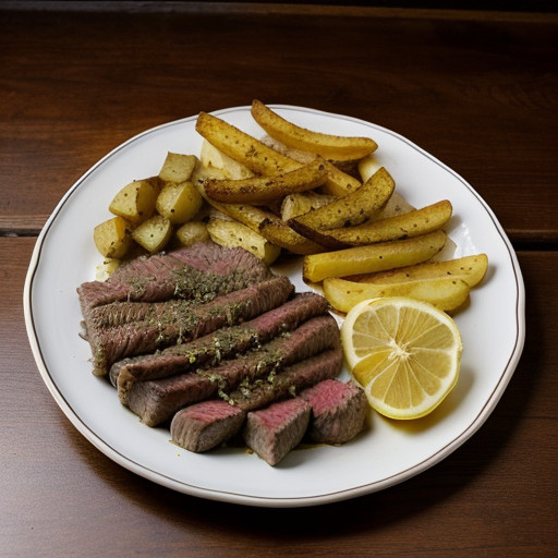 Lemon Pepper Steak and Potato Wedges recipe image