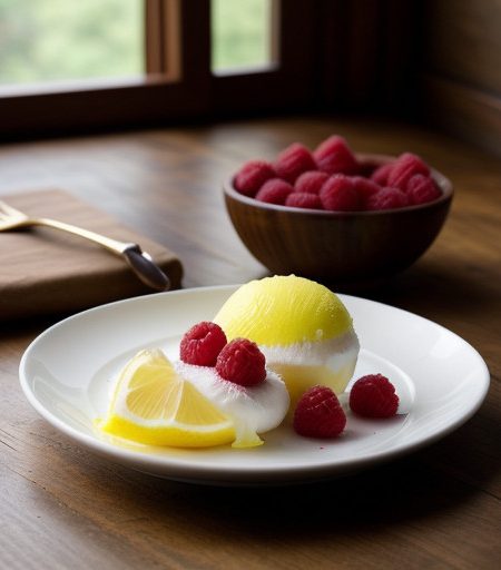 Lemon Sorbet & Raspberry Coulis recipe image