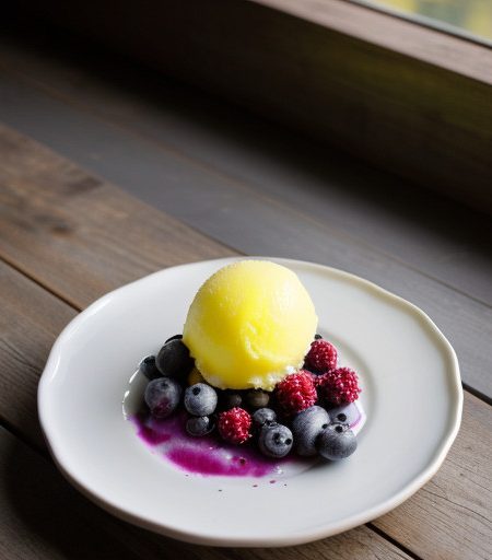 Lemon Sorbet W/Fresh Blueberries & Blueberry recipe image