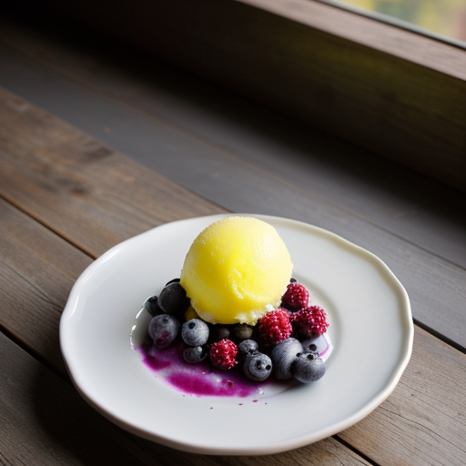 Lemon Sorbet W/Fresh Blueberries & Blueberry recipe image