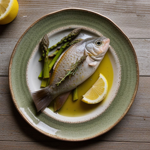 Lemon-Thyme Fish With Asparagus - Country Living recipe image