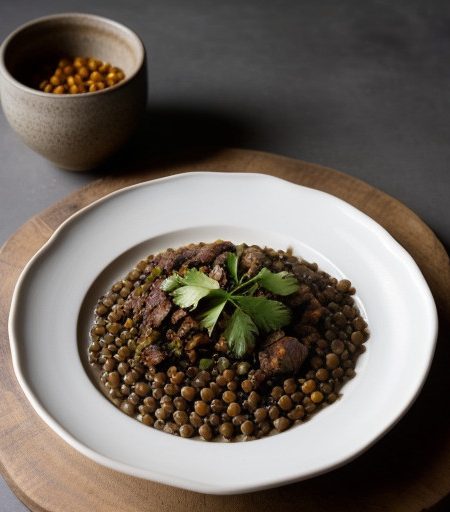 Lentejas en Adobo (Lentils With Chilies, Pork recipe image