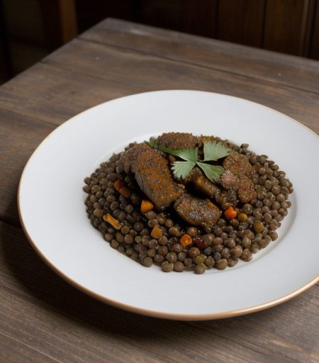 Lentejas en Adobo (Lentils With Chilies~ Pork recipe image