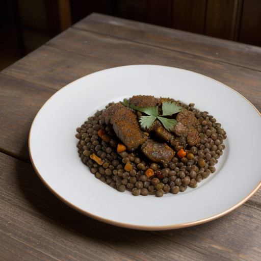 Lentejas en Adobo (Lentils With Chilies~ Pork recipe image